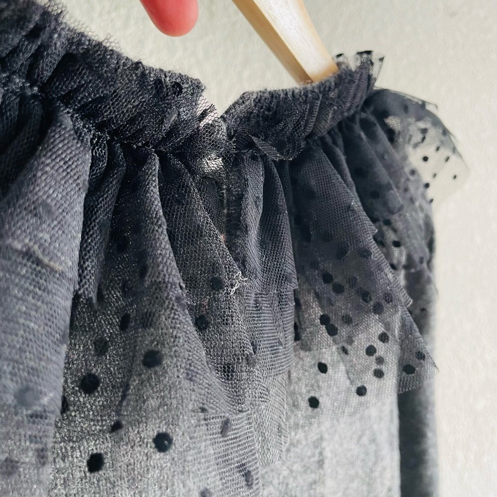 Boden Grey Tulle Ruffle Neck Sweater - Picture 4 of 12